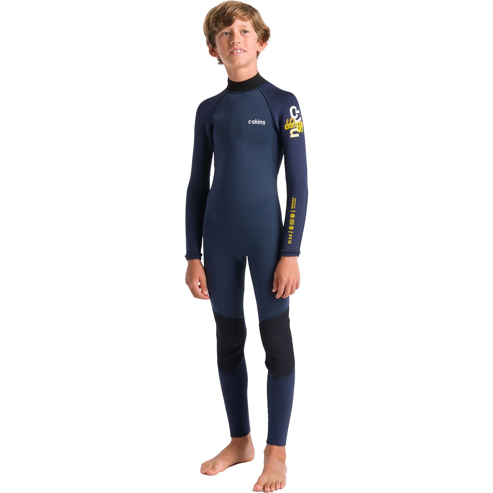 2026 C-Skins Junior NuWave Element 3/2mm Back Zip Wetsuit C-NEL32STJ - Bluestone / Slate / Multi